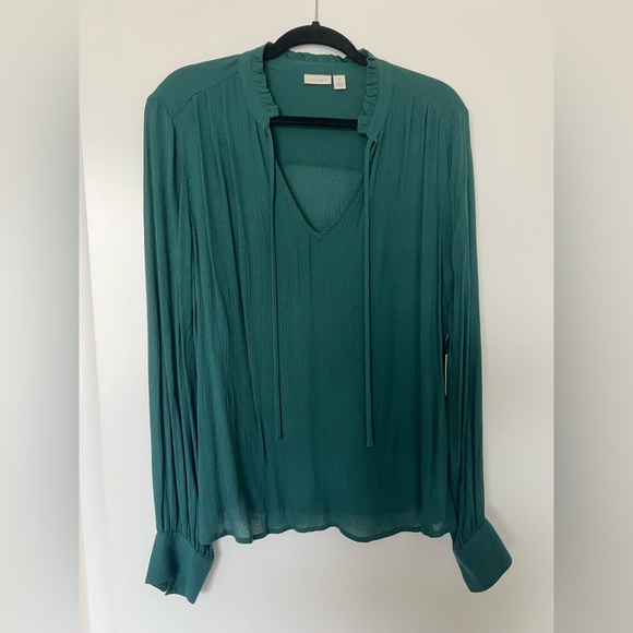 hinge Tops - Green Long Sleeve Hinge Flowy Shirt XL